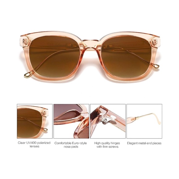 Retro Trendy Classic Pink Square Pretty Sunglasses for Women UV400 Sunnies - Picture 4 of 5